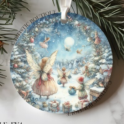 Fairy Christmas Ceramic Ornament Set of 2, 4, or 6 Ornaments - image4